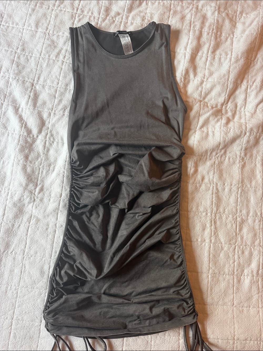 Zara Charcoal Gray Ruched Tank Dress